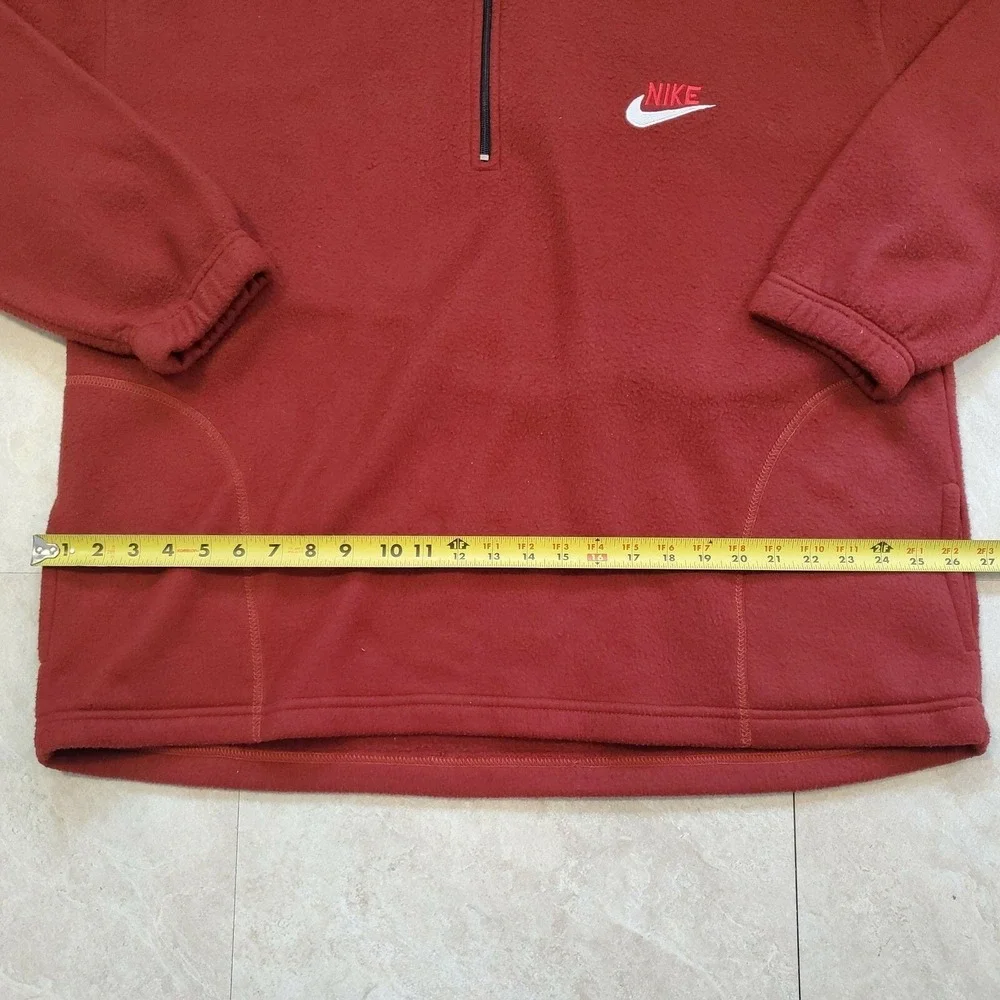 Vtg (USA Made) 80s? Nike‎ Fleece Brown/Red Zip Jacket Pullover Sweater Mens XL